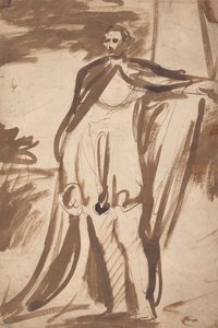 柱のそばに立つソールズベリーLord 作： George Romney